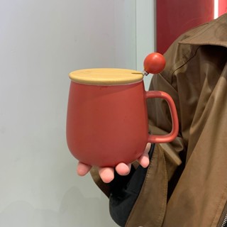 臺灣現/貨✨陶瓷純色磨砂帶蓋勺咖啡杯簡約北歐風辦公喝水杯牛奶馬克杯啞光