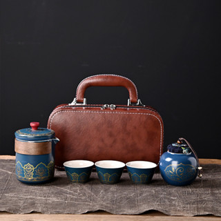 可攜式茶具組 茶具組 隨行杯 陶瓷杯 旅行茶具組 茶壺 茶杯 旅行茶具 泡茶組 茶具套裝 茶具 陶瓷旅行茶具快客杯套裝
