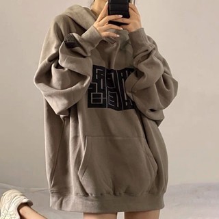 Luzi🎀L-4XL 大尺碼 帽t 長袖上衣 300斤衛衣女 春秋薄款ins潮牌加絨加厚連帽外套上衣服