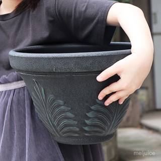 怪獸百貨【臺灣熱賣】 環球複古刷漆歐式大圓口浮鵰花紋磨砂加厚樹脂種植盆綠蘿花盆P566 IH4Q