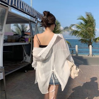 長袖襯衫 防曬襯衫 女生襯衫 韓版襯衫 薄襯衫 夏季襯衫 休閒襯衫 薄款長袖防曬衣女外穿夏款後背開叉襯衫超輕薄上衣