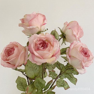 【臺灣出貨】 ins韓式烤邊玫瑰花假花娟花束擺設客廳仿真花裝飾花擺件拍照道具