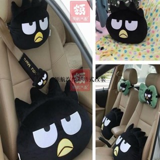 💜領航精品💜卡通酷酷黑色企鵝汽車頭枕車用骨頭枕安全帶套抱枕靠墊空調毯子護頸舒適創意頭枕通用