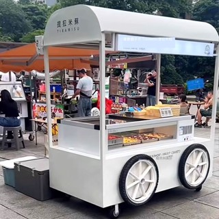 《可貨到付款》免運 北歐移動咖啡車戶外餐車提拉米蘇擺攤車多功能小推車冰淇淋展示車