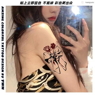 🎀臺灣出貨🎀RUIRUI🎀玫瑰花結紋身貼防水持久辣妹甜酷真實感貼紙ins風高顏值 爆款可洗