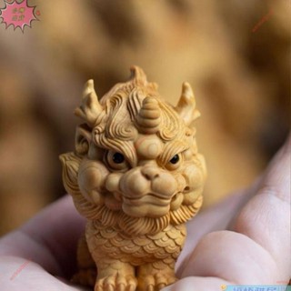 💥滿199出貨💥熱銷⚡ 小葉黃楊木雕刻文玩隨身手把件瑞獸麒麟車載辦公桌裝飾工藝品擺件
