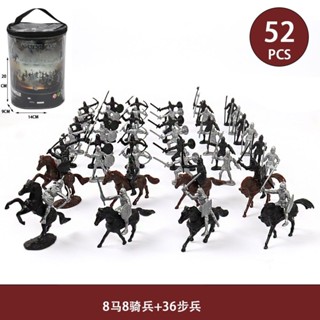 可動兵人 模型 【豐富配件搭建】古代兵人城堡戰爭套裝打仗小人軍事模型騎士兒童益智沙盤場景玩具