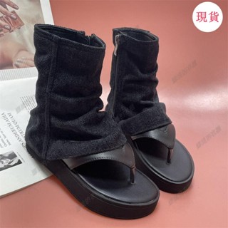 臺灣發貨💖羅馬夾腳趾涼鞋防水臺高幫厚底涼鞋個性平底羅馬鞋夾趾復古涼靴
