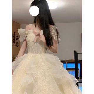 WIT#小禮服 畢業禮服 錶演禮服 晚禮服 晚宴服 洋裝禮服在逃公主伴娘服法式女新款香檳色十八嵗成人生日宴會晚禮服裙