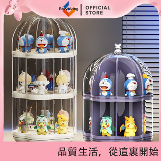 EasyLiving 盲盒手辦展示櫃PET透明展示架模型旋轉防塵收納盒