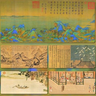 桃園發貨🔥書法桌墊🔥 免運 古風國畫 滑鼠墊 超大號辦公室電腦鍵盤墊中國風古典創意 桌墊 鎖邊墊