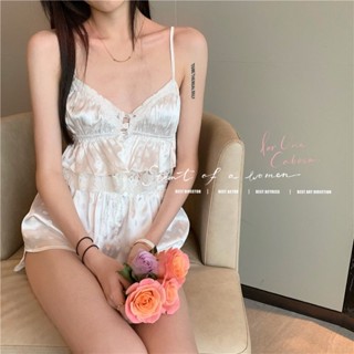 【Hao鉆居家時尚賣場】睡衣套裝女純欲風蕾絲吊帶上衣夏季薄款短褲波點睡褲家居服兩件套