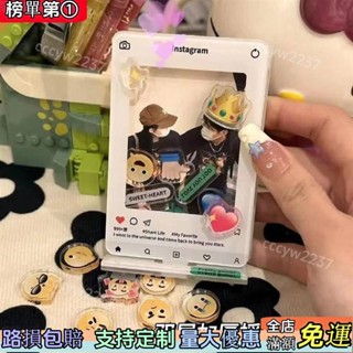 💕品質優選💕抖音ins創意拍立得照片亞剋力相框拍立得3寸照片愛豆小卡展示立牌-A60M