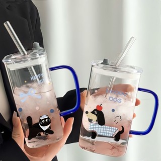 2025新款超大容量玻璃杯 水杯 學生高顏值ins水杯家用耐高溫帶把手杯子 被子 玻璃杯 大容量杯子