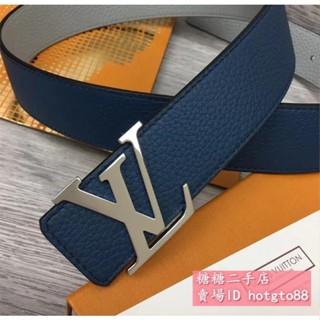 糖糖二手 LV 路易威登INITIALES TAURILLON 40毫米 男士雙麵皮帶 腰帶 藍色M0532U現貨免運