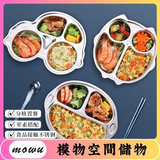 Mowu-304不銹鋼餐盤分格 兒童卡通四格加深幼兒園小學生加厚分隔飯盤 RCO3