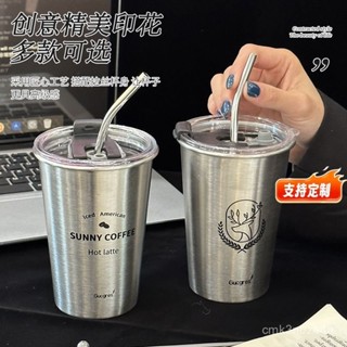 🔥24h桃園有貨🔥【加厚不銹鋼】美式咖啡杯不銹鋼水杯防摔奶茶杯工業風帶蓋冰杯ins風複古美學 XZGY