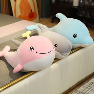 鯨魚抱枕 鯨魚玩偶🍀可愛鯊魚玩偶海豚公仔毛絨玩具小號抱枕女孩生睡覺床上布娃娃超軟 鯨魚靠枕 鯨魚公仔