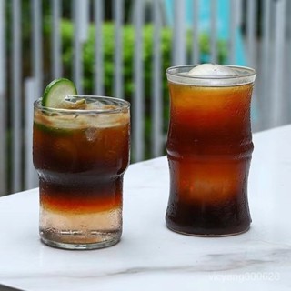 ✨新品推薦✨夏季水杯高硼矽玻璃竹節杯 冰美式咖啡單層杯透明玻璃果汁杯