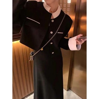 Tianx✨2025春秋新款小香風西裝外套女小個子高階感背心顯瘦連衣裙套裝