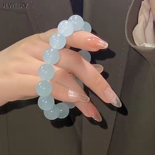 熱銷【戴手顯白】天然冰種海藍寶 手鏈 藍色寶藍水晶 手串 天空藍迷之藍DIY幹凈冰透