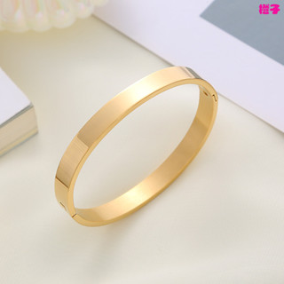 ins復古手環🎀歐美風格簡約光麵卡扣手鐲ins風 創意百搭情侶開口不銹鋼手鐲