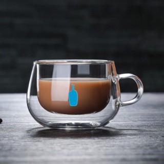 BLUEBOTTLE咖啡杯 加厚耐高溫家用玻璃玻璃杯隔熱水杯耐熱雙層簡約 圓杯玻璃 藍瓶玻璃杯