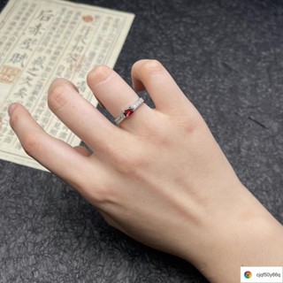 臺灣發貨 高階氣質 小眾設計 男女通用 百搭顯瘦天然石榴石戒指女銀色玫瑰金個性酒紅寶石指環女士禮物