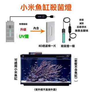 [去除異味]畫法幾何小米魚缸專用UV殺菌消毒燈 紫外線潛水滅菌燈 小米魚缸殺菌 uv殺菌燈除藻除臭淨水消毒魚缸滅菌燈