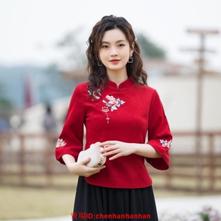 可開發票民國女裝唐裝中國風夏季新款復古漢服改良旗袍中式盤扣襯衫上衣女