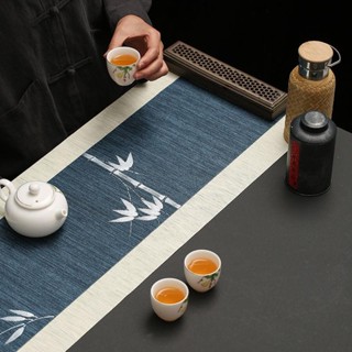 茶席 防水桌旗 茶旗 茶墊 桌旗 茶席桌巾 茶席墊 茶盤隔熱墊 臺灣茶席禪意桌旗布藝現代簡約桌墊防水新中式茶旗茶臺茶桌布