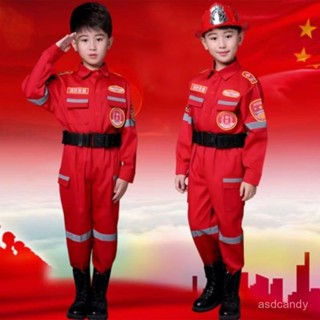 🔥臺灣-出貨🔥兒童消防服裝萬聖節消防員衣服消防服演出服少兒角色扮演男女童