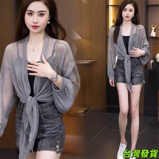 女生大碼寬松防曬衫女夏季薄款配吊帶罩衫外搭開衫網紗長袖胖mm上衣 海邊度假 寬鬆防曬衣 性感 透視 夏天游泳搭配41