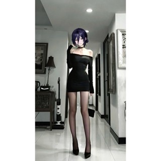 電鋸人蕾塞cosplay服裝純慾辣妹小黑裙收腰顯瘦包臀連衣裙套裝cos