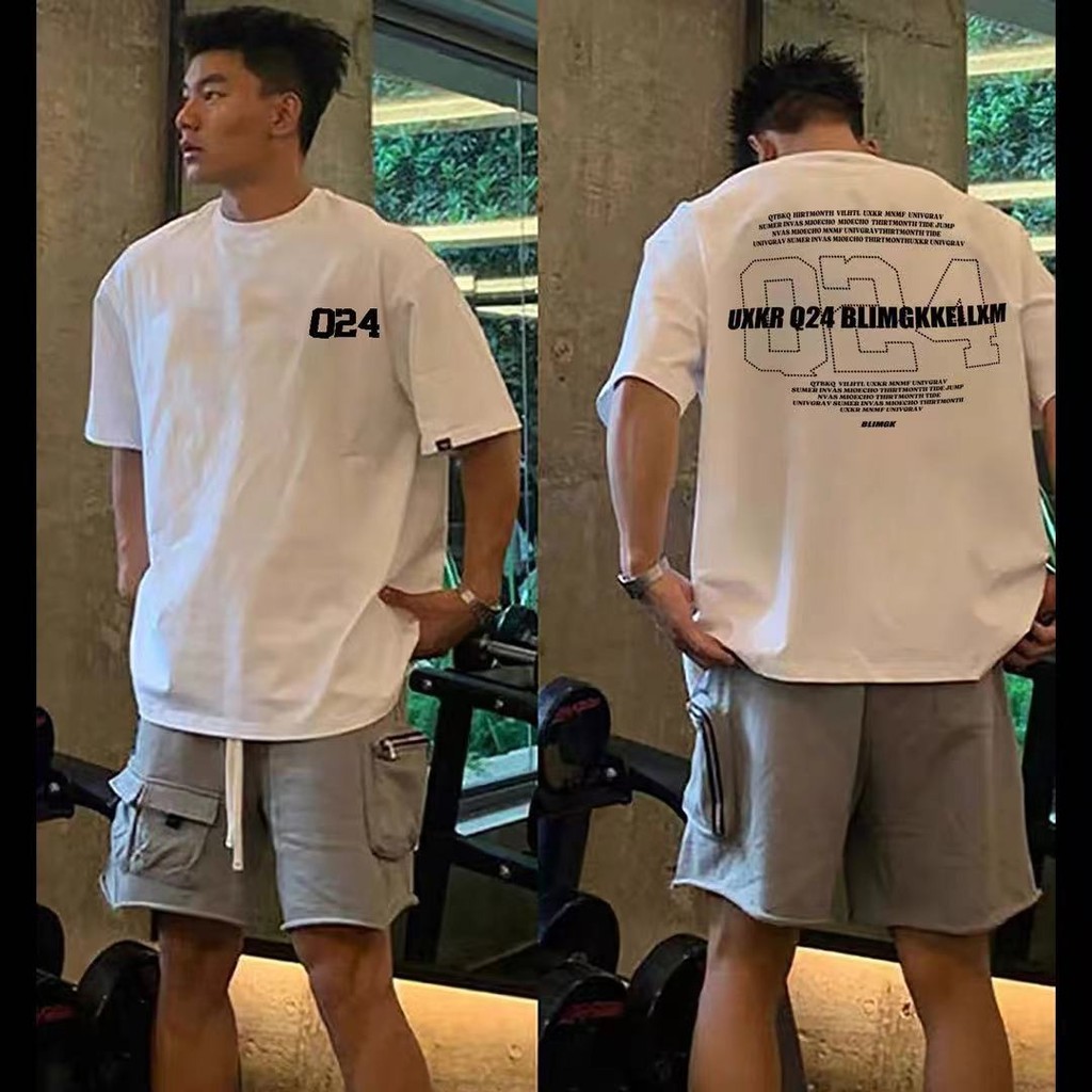 夏季短袖男💯新款💯 【店鋪熱銷】vintage復古潮牌字母印花短袖T恤男夏百搭寬松圓領半袖上衣純棉1公斤=2斤