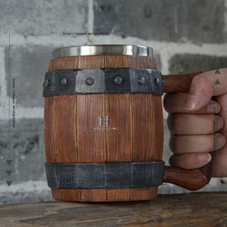 H創意工作室 ✨海賊王同款酒杯水杯動漫同款不銹鋼仿橡木桶啤酒杯道具杯子馬克杯