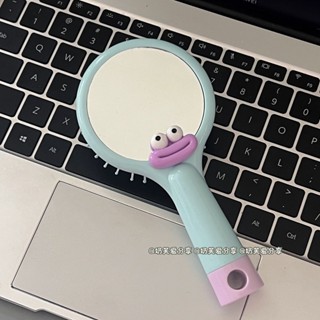 氣墊梳🎀 寬齒梳 新款笑臉鏡梳二合一笑臉梳子少女心卡通便攜式氣墊便攜按摩手持 大梳子 防靜電梳子