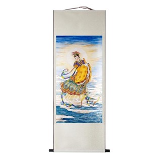 🙏平安招財必入畫像🙏海神天妃娘娘媽祖畫像掛畫客廳玄關家用供奉絲綢捲軸畫古典裝飾畫招財進寶中國風民俗裝飾畫供奉神像佛像