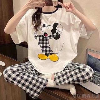 [塔塔·販賣美麗、新品促銷]短袖韓版睡衣 可愛薄款寬鬆居家服 女士睡衣套裝