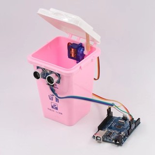 514🌈🌈Arduino uno智慧垃圾桶超聲波開蓋滿溢報警 學生競賽創客設計作品