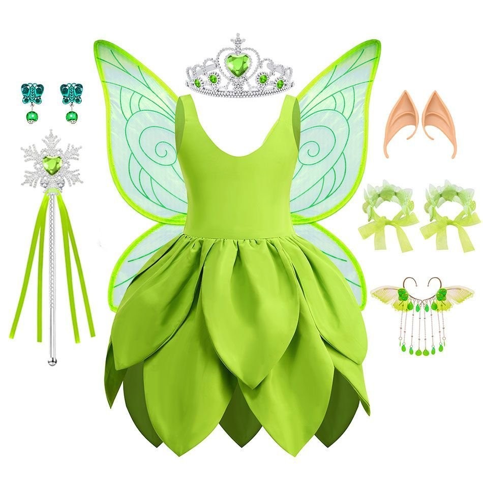女 *^童洋裝 小叮噹蒂安娜公主綠色小精靈演出服小精靈服裝兒 *^童奇妙僊子cos服 CSE1