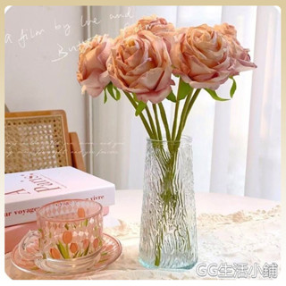 🌼輕奢花瓶 高顏值 簡約風 創意玻璃花瓶ins風高顔值透明水養插花百閤玫瑰富貴竹餐桌小擺件
