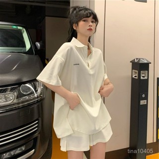 家居服睡衣女夏天慵懶風純色POLO領高檔短袖短褲一整套新款胖mm休閒套裝睡衣 睡裙 夏季 性感 女生