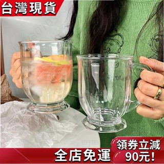 ¤熱銷¤ 最新款咕嚕咕嚕大口杯‖ ins韓國風大容量復古帶把玻璃杯果汁奶茶牛奶杯 耐熱玻璃杯 馬克杯 透明玻璃杯 大玻璃