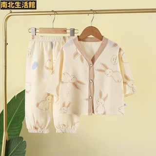 臺灣熱銷 兒童睡衣套裝 印花小清新家居服小童夏季寶寶套裝男女童內衣開衫中大童薄款休閑空調服女孩男孩簡約 南北生活館
