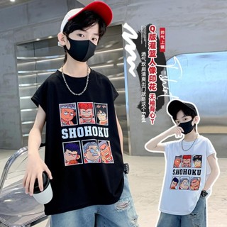 男童背心 大童上衣 兒童衣服 純棉T恤 無袖上衣 薄款夏裝 中大童背心 2025夏季新款 男孩休閒百搭上衣H3