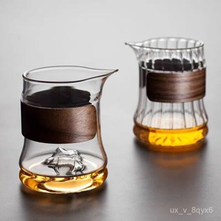 🍁限時下殺🍁公道杯 環竹玻璃公道杯 分茶器 功夫茶具配件 高階加厚耐熱茶海 透明公杯 容量 茶配件 LYO0