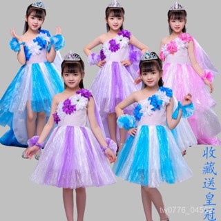 新店批發價🉐兒童環保服裝時裝秀手工製作衣服女童創意親子走秀演出錶演 L3E2
