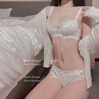 ROS精選 內衣熱門款 新款法式 蝴蝶結 綁帶 內衣女套裝 性感 蕾絲 小胸 聚攏 無鋼圈 防垂 文胸罩