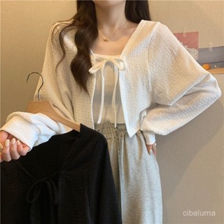 🌸新店特惠限48h出庫🌸200薄款冰絲小坎肩罩衫外套女大碼胖mm短款上衣外搭披肩防曬開衫【浮萍優選】